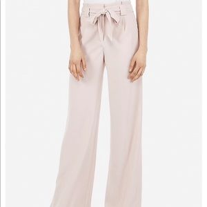 Pale pink tie paper bag wide leg pants express